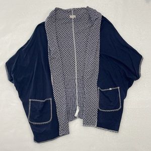 Lucky Brand Open Front Cardigan Navy Blue Relaxed Fit Pockets sz Small